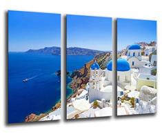 Tableau Moderne Photographique, Impression sur bois, Paysage Santorin, Grèce, 97 x 62 cm, ref. 26067