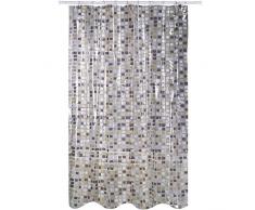 MSV Rideau de Douche Mosaïque 200 x 180cm Transparent, Polyvinylchlorid, Multicolore, 30 x 20 x 15 cm