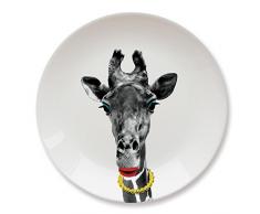 Mustard M12006D Assiette plate ronde Wild dining Girafe Gina CÃ©ramique Blanc D23 x H2 cm