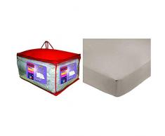 Dodo Pack CÃLIA Couette TEMPÃRÃE ET Oreiller(S) Moelleux & AmazonBasics Drap-Housse en Polycoton 200Â Fils Gris 160 x 200 x 30 cm