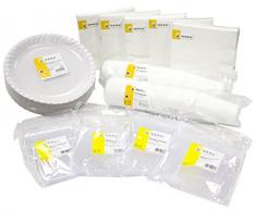 HEKU Ensemble vaisselle jetable haut de gamme (100 assiettes jetables en carton, 100 couteaux, 100 fourchettes, 100 serviettes de table 3 plis, 100 gobelets de 0,2Â l