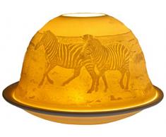 Him DL0081 des des zèbres (Zebras) - - photophore en Porcelaine, Blanc Cassé, 12x12x8 cm