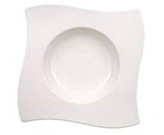 VilleroyÂ &Â Boch - assiette creuse NewWave, assiette pour soupes/ragoÃ»ts, carrÃ©e, porcelaine premium, compatible lave-vaisselle et micro-onde, blanc, 24Â cm