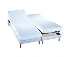 Essix - Drap Housse Royal Line Percale de Coton Blanc 2 x 80 x 200 cm