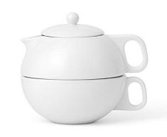 Viva Scandinavia 9102248 Jaimi-ThÃ©iÃ¨re en Porcelaine Blanche avec Tasse 30 cl/250 ML, Blanc, 12 x 12 x 13,5 cm
