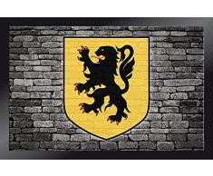 ID Mat Tapis Paillasson, 100% Fibres Polyamide sur Semelle PVC, Gris, 40 x 60 cm