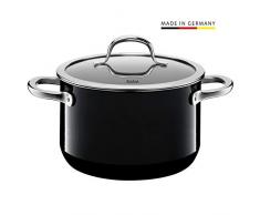 Silit 2102297147 Faitout Haut avec Couvercle, Ãmail, Noir, 20 cm