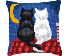 Kit coussin au point de croix Chats dans la nuit