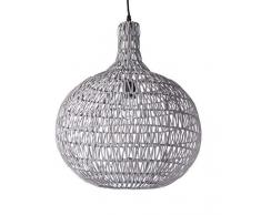 Luminaire Hina, suspension rotin, 60 W, gris, ø 44 x H 52 cm