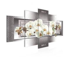 Tableau decoration murale Fleurs dorchidÃ©e 200 x 100 cm - XXL Impression sur Toile Salon Appartment 5 Parties - prÃªt Ã accrocher - 205451b