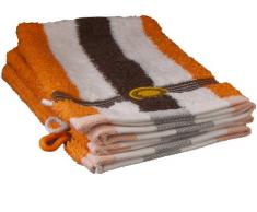 GÃ¶zze, lot de 4 gants de toilette rayÃ©s blanc, orange et moka, 17x24 cm , 100% coton, excellente qualitÃ© 550 g/mÂ², moelleux et utra doux Standard 100