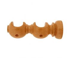 Riel Chyc 5430774 - Support de Tringle à Rideaux Double Ouvert en Bois de Teck Lisse 28 x 120 mm