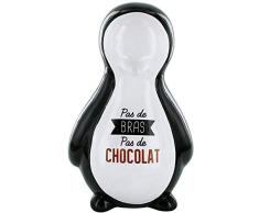 THE CASH FACTORY TI2984 Tirelire Pingouin Chocolat, Céramique, Noir/Blanc, 13,5 x 13,2 x 21,5 cm