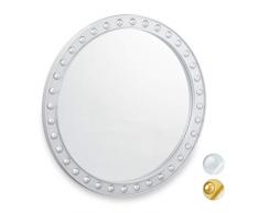 Relaxdays 10025536_55 mural rond, Miroir Ã accrocher, Salon, salle de bain & WC, â env. 50,5 cm avec cadre, argentÃ©, PP, verre, carton, 50,5 x 50,5 x 2,5 cm