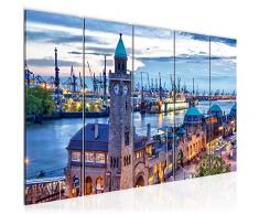 Tableau decoration murale Ville de Hambourg 200 x 80 cm - XXL Impression sur Toile Salon Appartment 5 Parties - prÃªt Ã accrocher - 603055a