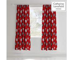 Catherine Lansfield Parure de lit pour Enfant Motif Football, Rouge, Curtains