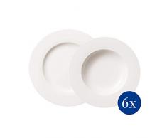 Villeroy & Boch 10-1380-7611 Twist White Lot de 12 assiettes 6 personnes en porcelaine Blanc Passe au lave-vaisselle