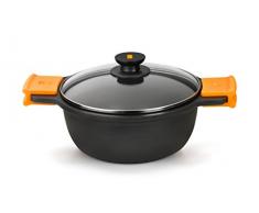 BRA EFFICIENT - Faitout Haut avec Couvercle en Verre et anses en Silicone, 36 cm