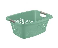 Rotho Flowers Panier à Linge, Polypropylène, Turquoise, 25 l