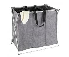 Wenko 62152100 Panier Ã Linge, Polyester, Gris, 38 x 63 x 57 cm