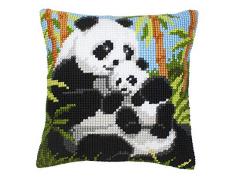 Kit coussin au point de croix Famille de pandas