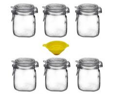 Viva Haushaltswaren Lot de 6 Verres de Fermeture par étrier/boîtes de Conservation boîtes de/Verre pour Entonnoir 0,75 L