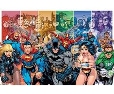 1art1 Justice League Poster - GÃ©nÃ©rations, Batman, Superman, Wonder Woman, Green Lantern (91 x 61 cm)