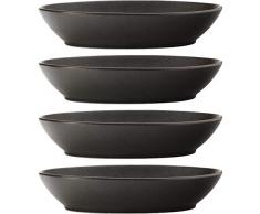 Maxwell Williams Lot de bols ovales en cÃ©ramique Motif mouchetÃ© de caviar, Porcelaine, Noir, 25 cm (Set of 4)
