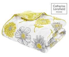 Catherine Lansfield Banbury Linge de lit Rideaux Motif Floral Facile dâEntretien, Jaune, Bedspread - 220x230cm