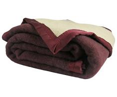 Couverture hiver Luxe - 100% pure laine vierge - OURSON - Prune R7/Ecru A1 - 240 x 260