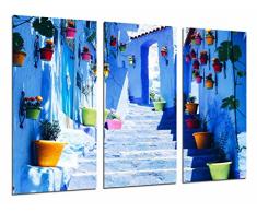 Tableau Moderne Photographique, Impression sur bois, Pots de Couleurs, Chauen, Maroc, 97 x 62 cm, ref. 26806