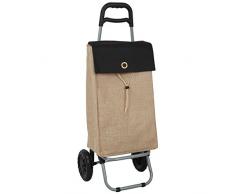 laroom Chariot de Courses avec Poche Motif nature37Â L, Jute, Marron, 35Â x 28Â x 92Â cm