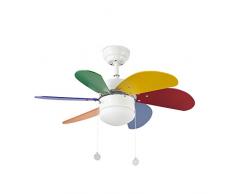 Faro Barcelona 33179 Ventilateur de Plafond avec lumière Lorefar PALAO Multicouleur 6 pales diamètre 76 cm