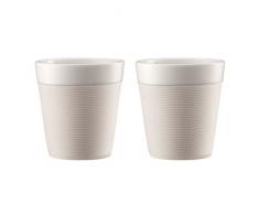 Bodum - 11581-913 - Bistro - Set de 2 Mugs en Porcelaine - 0,17 L - Bande Silicone Blanche
