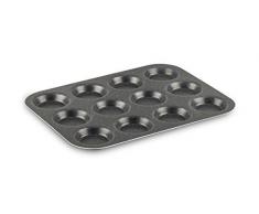 TEFAL J5542802 Assiette à succès 12 coupelles à Cupcakes en Aluminium 30 x 23 x 1,5 cm-Noir