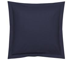Blanc des Vosges Uni 57 Fils Taie, Coton, Marine, 65x65 cm