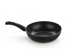 Monix Cosmos - Wok, 28 cm, avec antiadhÃ©sif Effet Pierre, Couleur Gris foncÃ© Anthracite