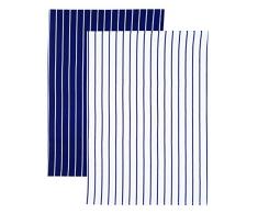 Kitchen Craft KCBSTTPK2 Set de 2 Torchons, Coton, Bleu/Blanc, 9x12 cm