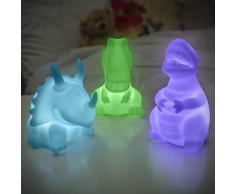 Tobar Dinosaure Lot de 3 Lampes de Nuit LED Ã Changement de Couleur - Multicolore