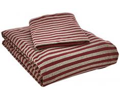 AmazonBasics Parure de lit en jersey, rayures, - 240 x 220 cm / 65 x 65 cm, Rouge foncÃ©