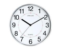 Unilux Aria Pendule de bureau Système Quartz avec Double affichage et Lisible jusquà 30 m à 28,5 cm Gris Métal