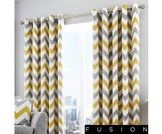 Fusion - Housse de coussin - Chevron - 100% coton, Coton, ocre, Curtains: 66 Width x 90 Drop (168 x 228cm)