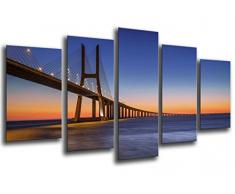 Tableau Moderne Photographique, Impression sur bois, Paysage Pont Vasco Da Gama, Portugal, 165 x 62 cm, ref. 26195