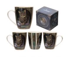 Puckator MULP24 Mug en Porcelaine MULP24-design Chat par Lisa Parker, Vert/Brun/Noir
