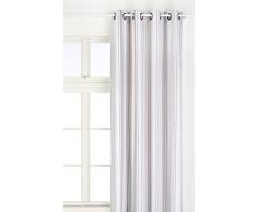 Linder 0513 /BA/375FR Rideau Baya Blanc Gris Argent Oeillets 145 x 265 cm