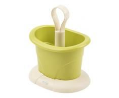 Ecoplast Tulipe Ãgouttoir à Couverts, Plastique, Ivoire/Vert Acide, 16,5 x 12,5 x 20 cm