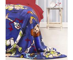 Toy Story - Couverture Polaire Officielle 4 - Bleu forky, Woody, Buzz Lightyear - Super Douce - Parfait pour nimporte Quelle Chambre à Coucher