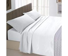 Italian Bed Linen Max Color Drap supérieur en Coleur Unie, 100 % Coton, Blanc, Double