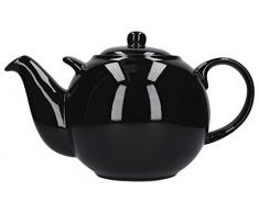 London Pottery Théière Globe avec passoire, Céramique, Noir Brillant, 10 Cup (3 Litre)