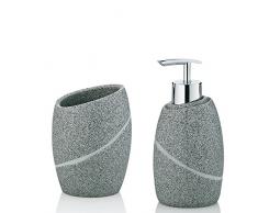 Kela 390165 Talus Ensemble de Salle de Bain Polyrésine Gris Pierre 3 Pièces